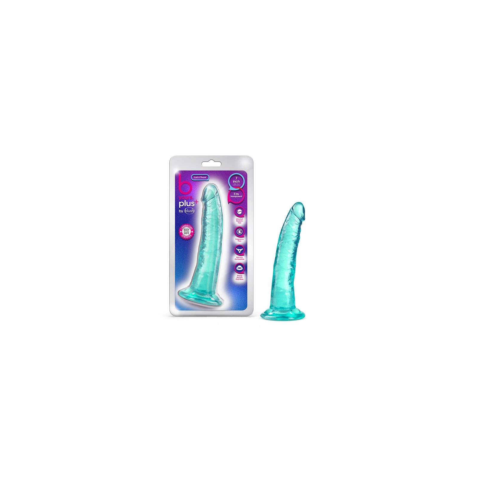 B Yours Plus Lust n' Thrust Dildo 7 in. Teal