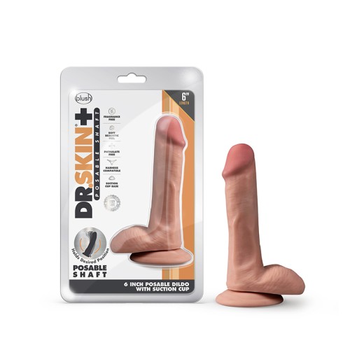 Dr. Skin Plus Dildo Realista Posable de 6 Pulgadas con Testículos Beige