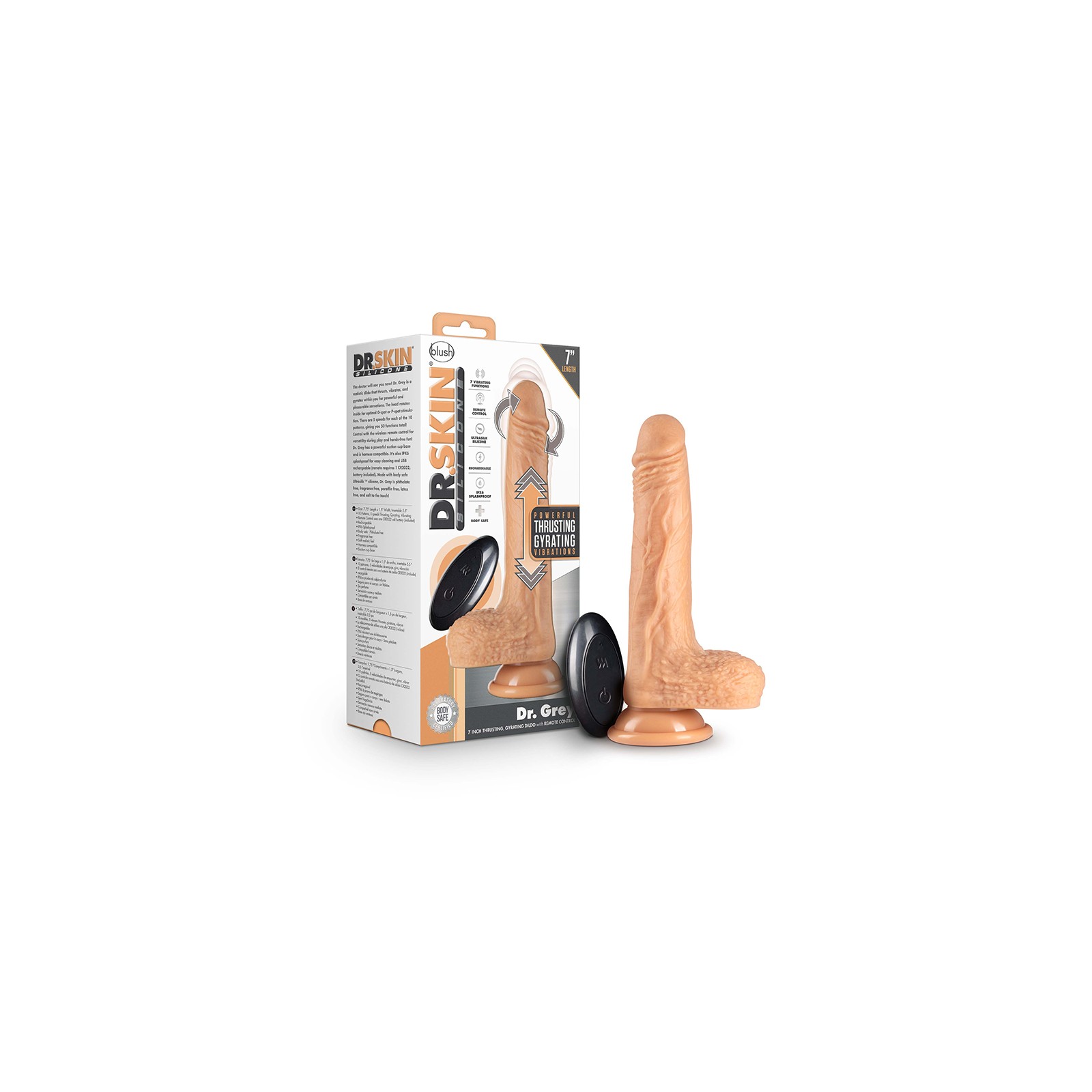 Dildo Dr. Skin Grey Control Remoto