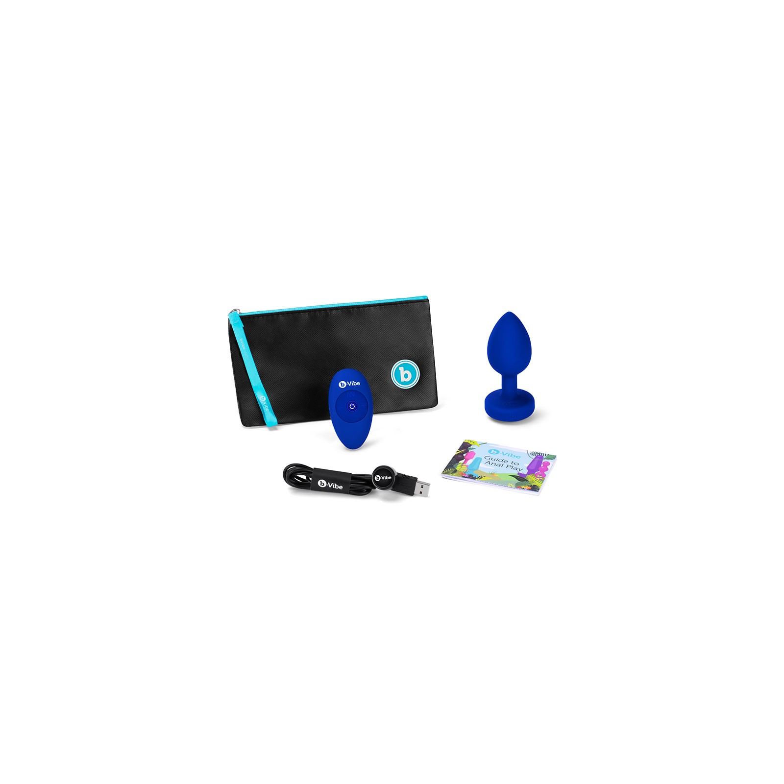 b-Vibe Vibrating Jewel Remote-Controlled Anal Plug Blue Sapphire L/XL