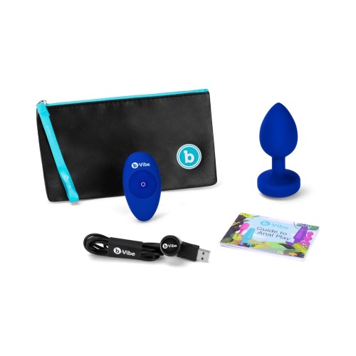 b-Vibe Vibrating Jewel Remote-Controlled Anal Plug Blue Sapphire L/XL