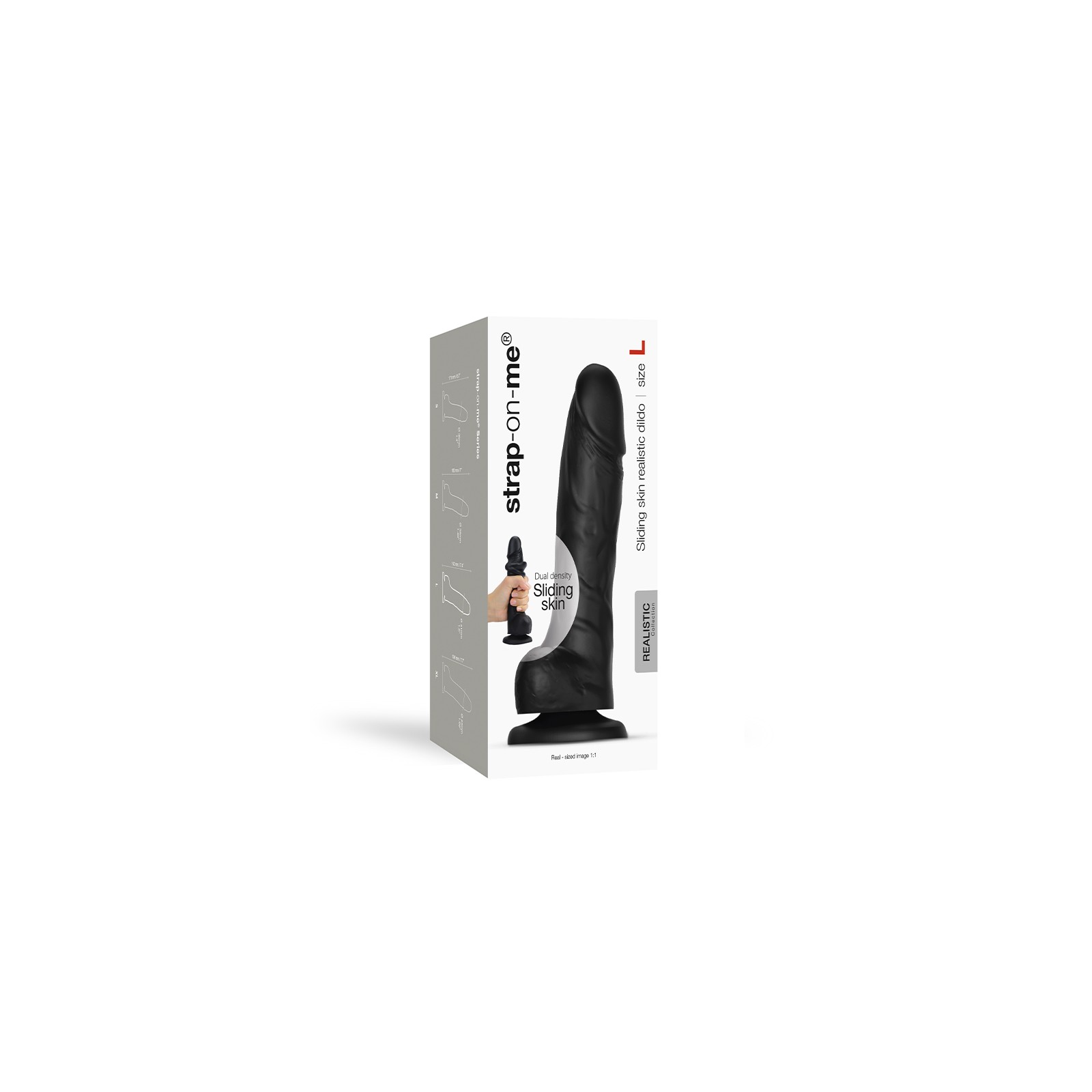 Dildo Realista Deslizante de Silicona Densidad Doble Strap-On-Me Negro L