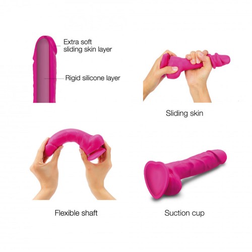 Dildo Realista de Silicona de Densidad Dual Strap-On-Me Fucsia L