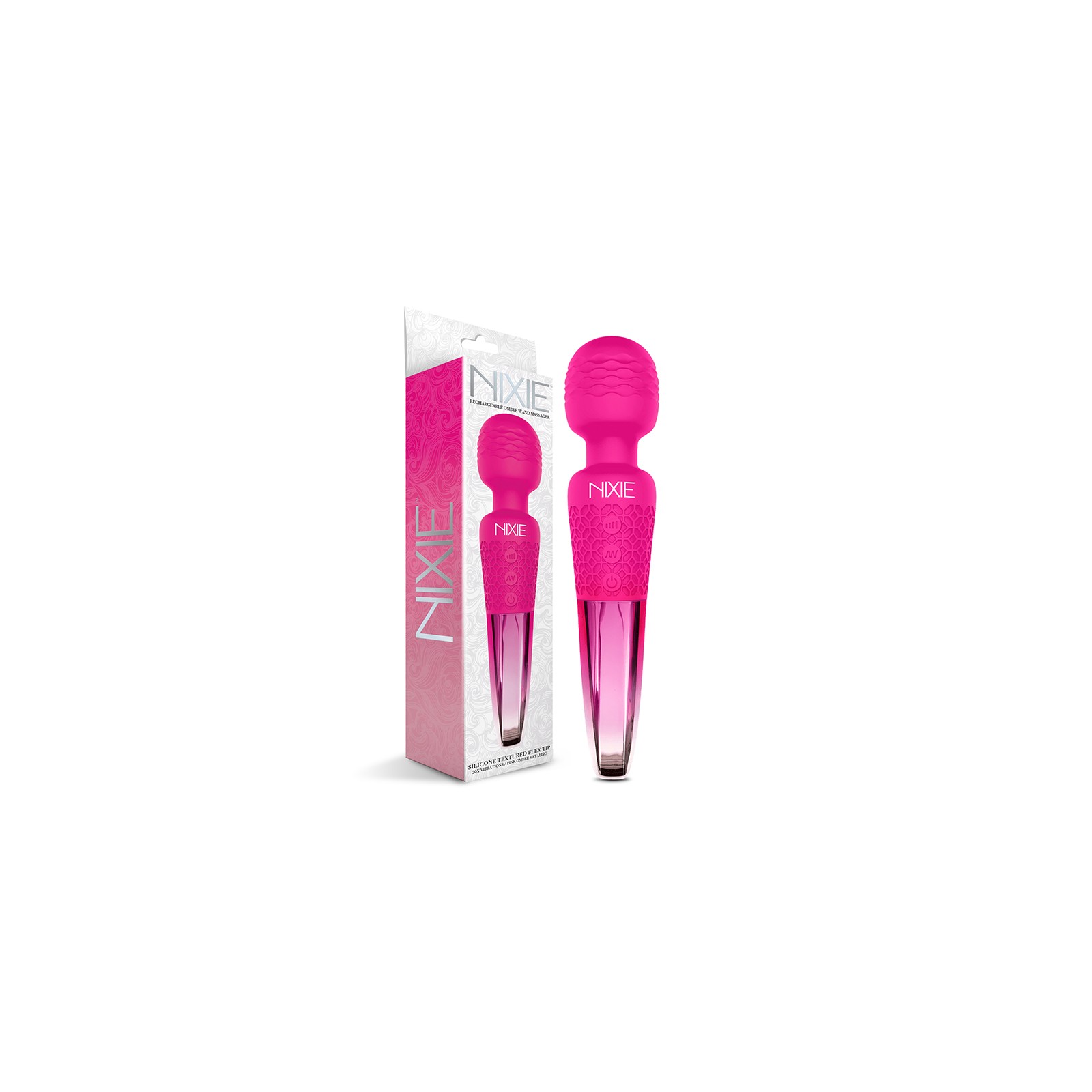 Nixie Rechargeable Wand Massager Pink Ombre Metallic