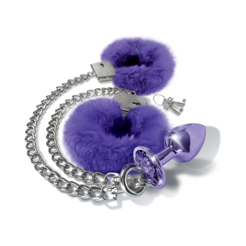 Nixie Medium Purple Metal Butt Plug & Handcuff Set