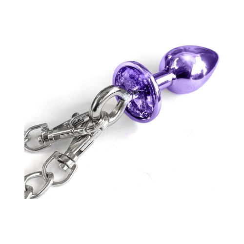 Nixie Medium Purple Metal Butt Plug & Handcuff Set