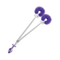 Nixie Medium Purple Metal Butt Plug & Handcuff Set