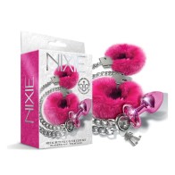 Nixie Metal Butt Plug & Furry Handcuff Set for Intimate Play