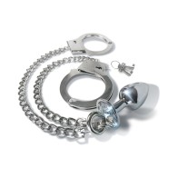 Nixie Metal Butt Plug Handcuffs Set Silver