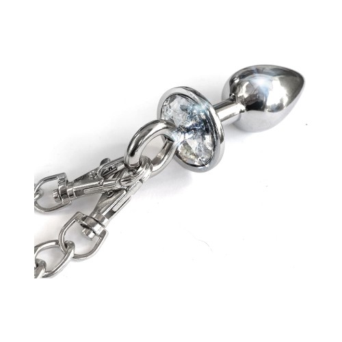 Nixie Metal Butt Plug Handcuffs Set Silver