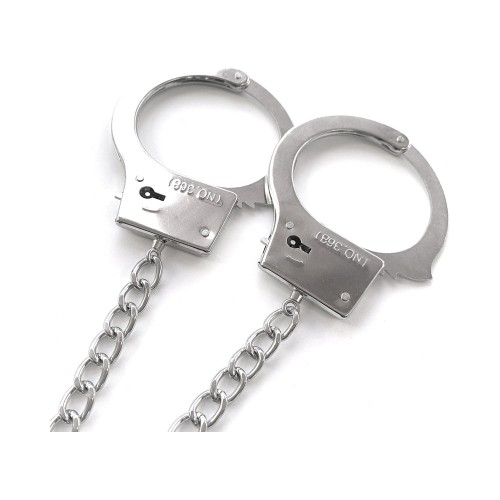 Nixie Metal Butt Plug Handcuffs Set Silver