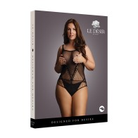 Le Desir Plus Size Contrast Net Teddy for Seduction