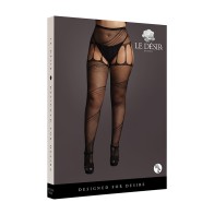 Le Desir Crotchless Cut-Out Pantyhose Black Queen Size