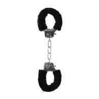 Ouch! Black & White Furry Wrist Cuffs