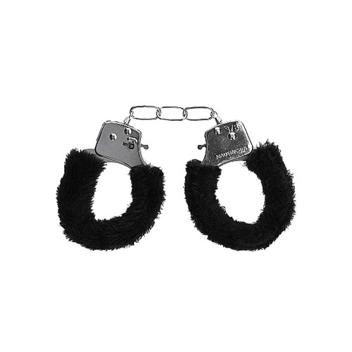 Ouch! Black & White Furry Wrist Cuffs