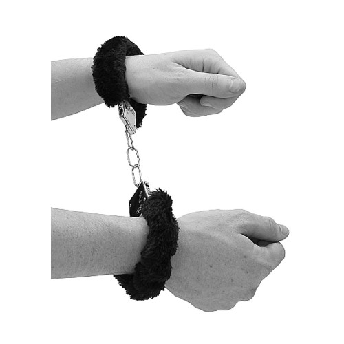 Ouch! Black & White Furry Wrist Cuffs