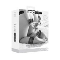 Hogtie Ouch! Negro y Blanco con Puños de Cuero Bonded para Juegos de Bondage