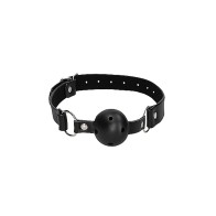 Ouch! Black & White Breathable Ball Gag With Nipple Clamps