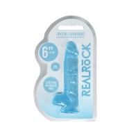 Dildo Realista Transparente de 6 in. con Testículos Azul