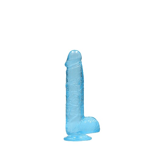 Dildo Realista Transparente de 6 in. con Testículos Azul