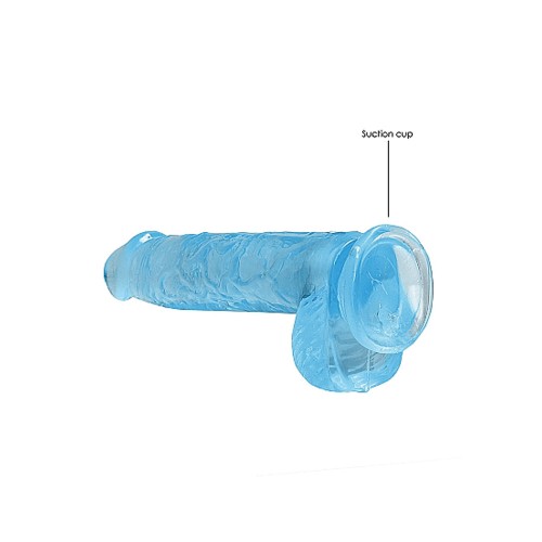 Dildo Realista Transparente de 6 in. con Testículos Azul