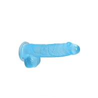 Dildo Realista Transparente de 6 in. con Testículos Azul