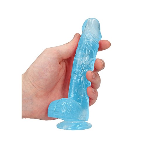 RealRock Crystal Clear Realistic 6 in. Dildo with Balls Blue