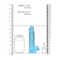 Dildo Realista Transparente de 6 in. con Testículos Azul