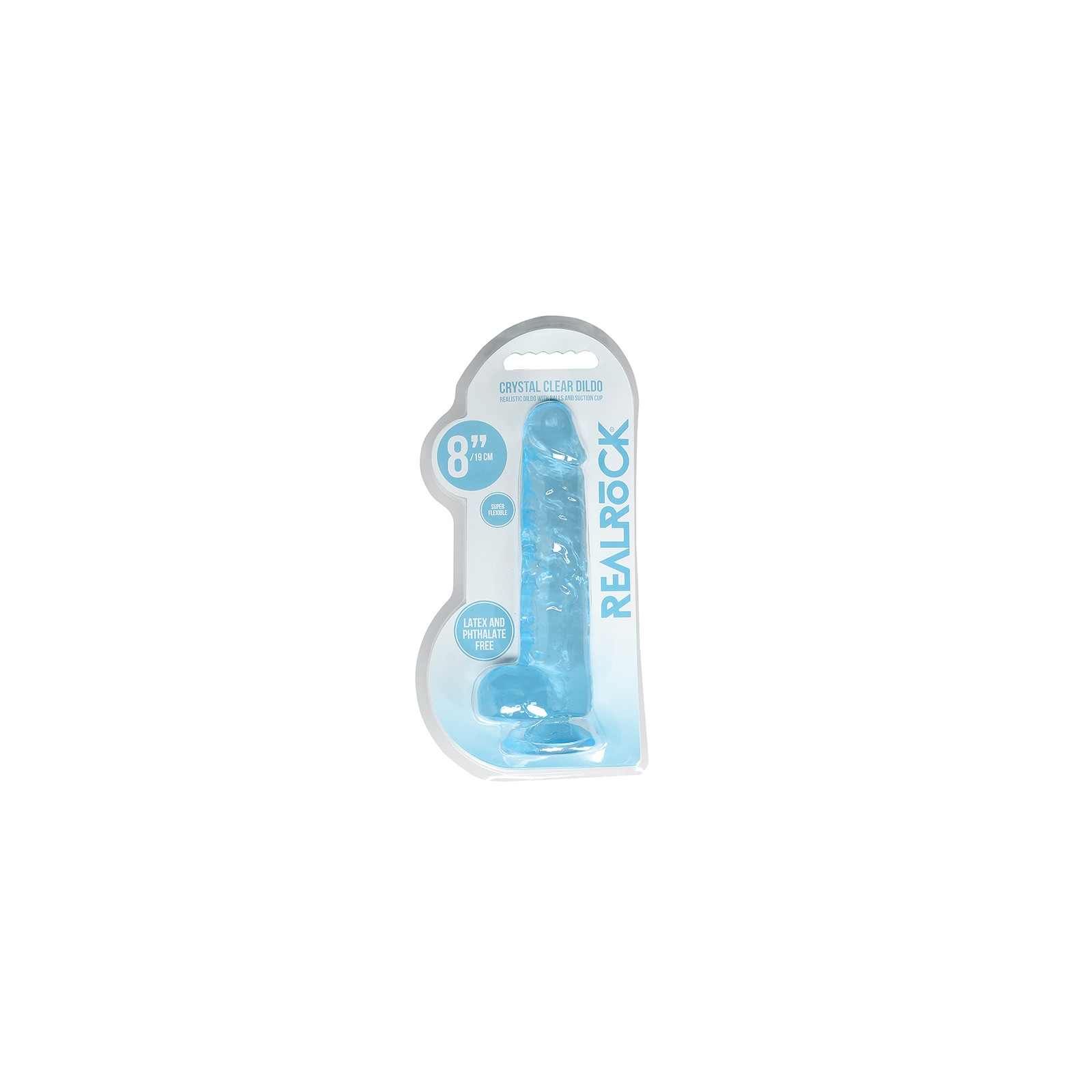 Dildo RealRock Crystal Clear de 8 pulgadas con Base de Succión