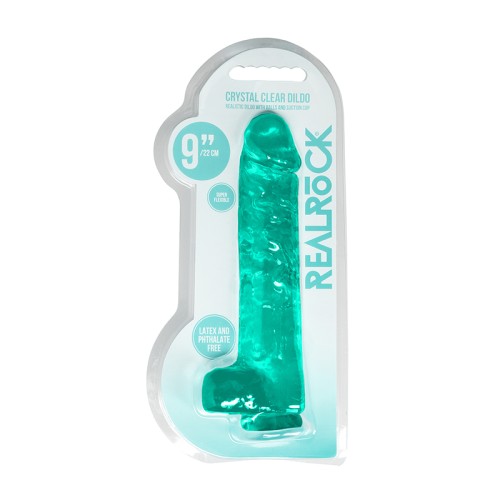 Dildo Realista Clear Crystal de 9 pulgadas con Testículos