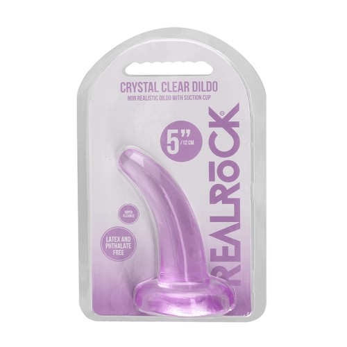 RealRock Dildo Curvado No Realista de 5 in. Transparente Púrpura