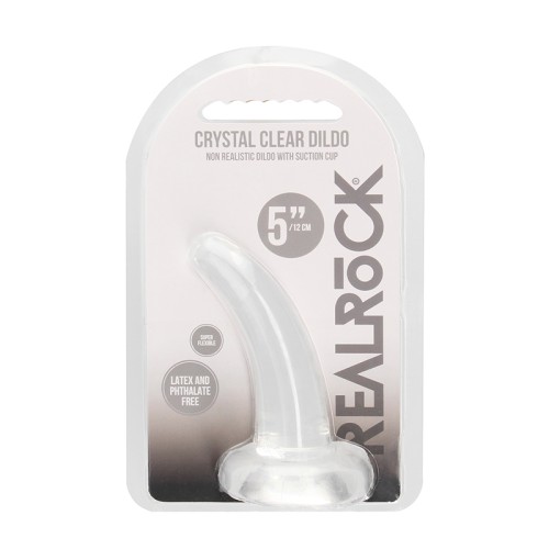 RealRock 5 in. Curved Dildo with Suction Cup Clear