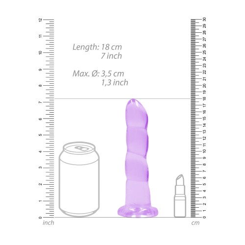 RealRock 7 in. Twisted Dildo with Suction Cup Purple