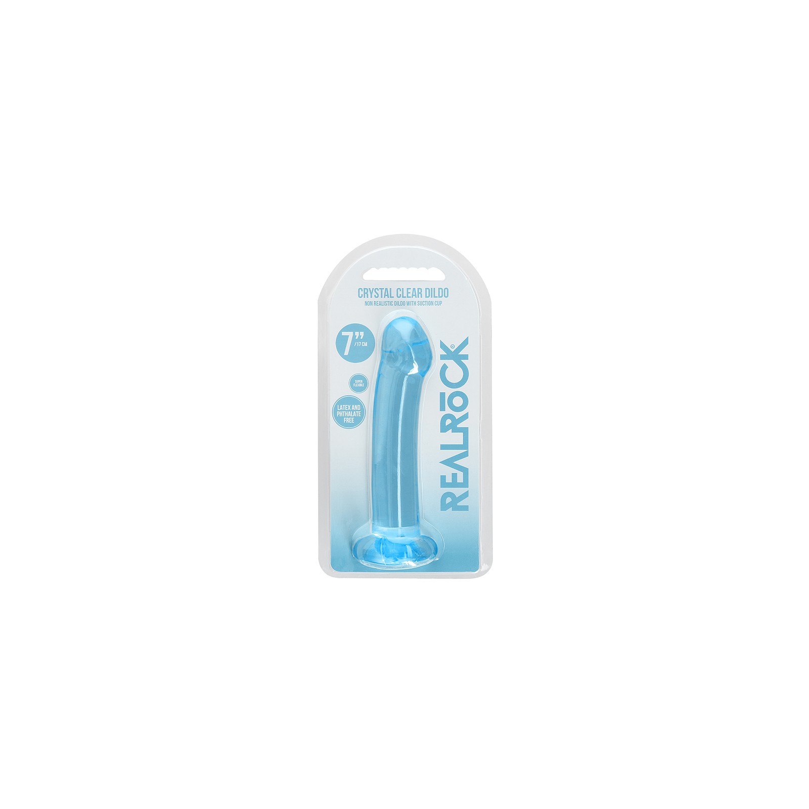 Dildo de Ventosa Cristal Claro de 7 Pulgadas Azul