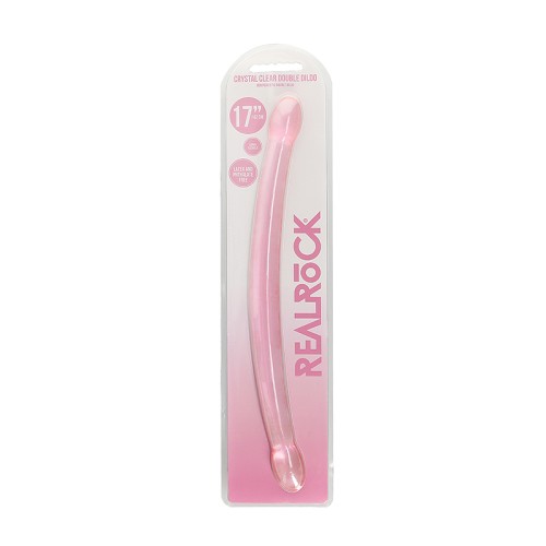 Dildo Doble RealRock Cristal Claro de 17 in Rosa