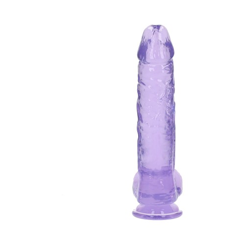 RealRock Crystal Clear 10 in. Realistic Dildo with Balls - Purple - Enhanced Pleasure