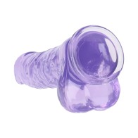 Dildo Realista Crystal Clear de 10 in. con Bolas - Morado - Placer Aumentado