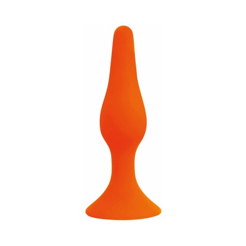 Plug Anal de Silicona Alpha Avanzado con Ventosa Naranja