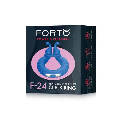 Forto F-24 Anillo Vibrador de Silicona Texturizado Recargable Azul