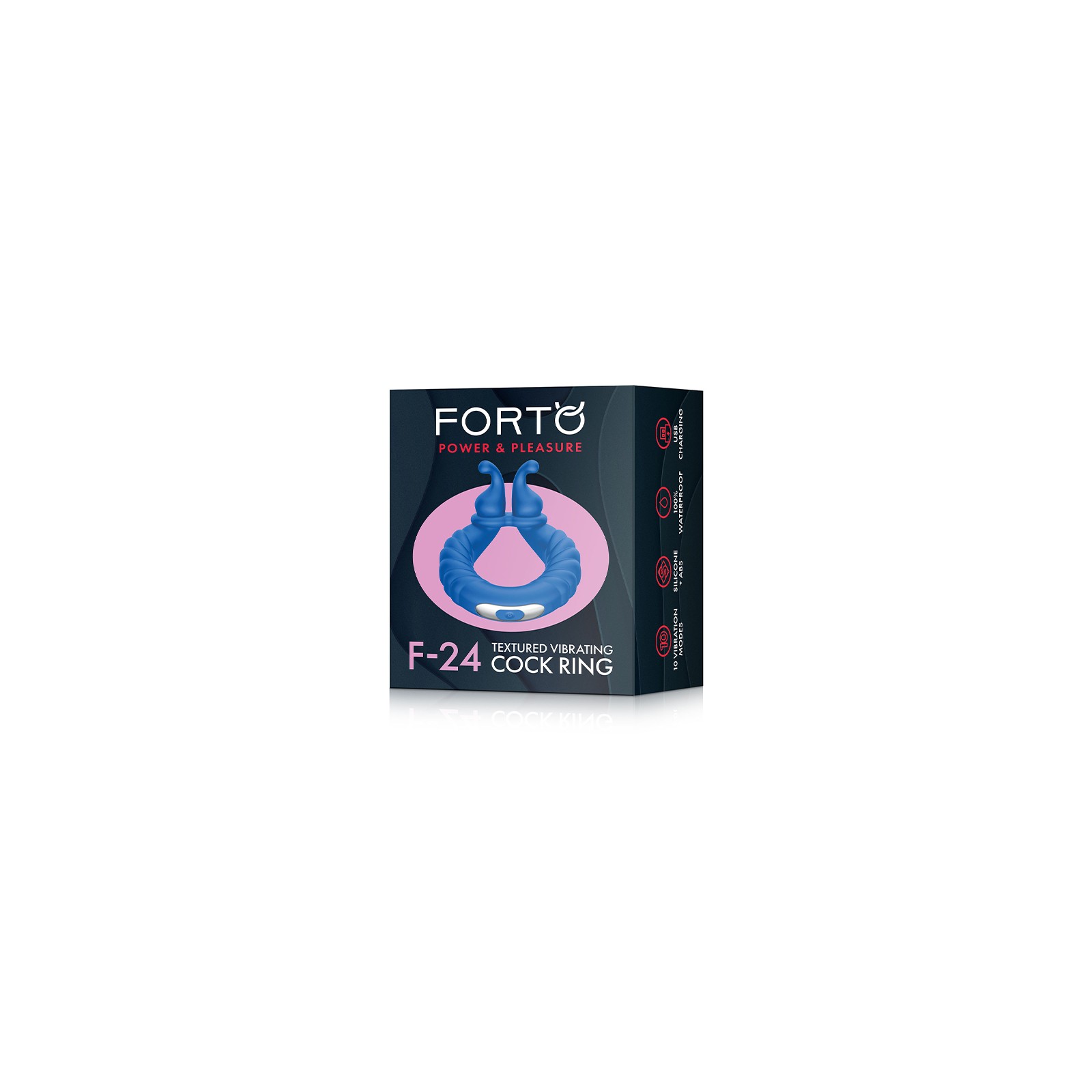 Forto F-24 Rechargeable Textured Vibrating Cockring Blue