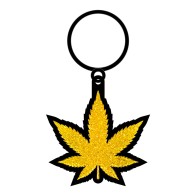 Gold Glitter Marijuana Leaf Keychain