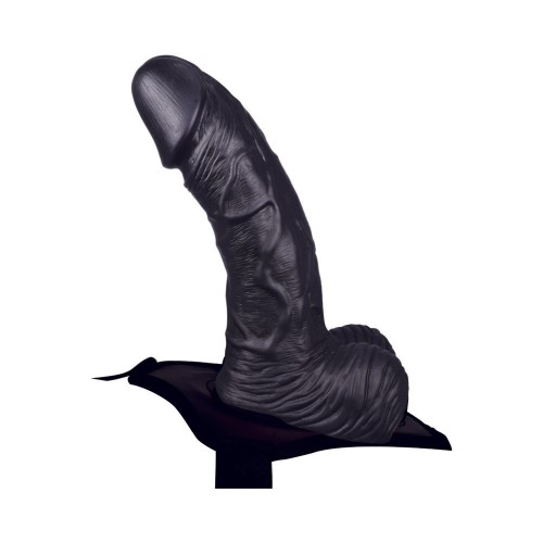 Hollow Strap-On Erection Assistant 8 in. Black - Adjustable and Comfortable