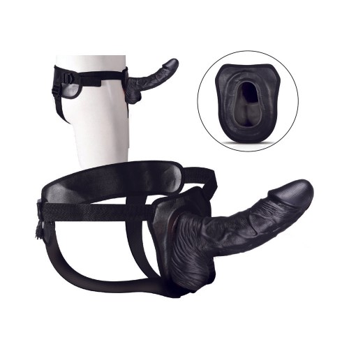 Hollow Strap-On Erection Assistant 8 in. Black - Adjustable and Comfortable