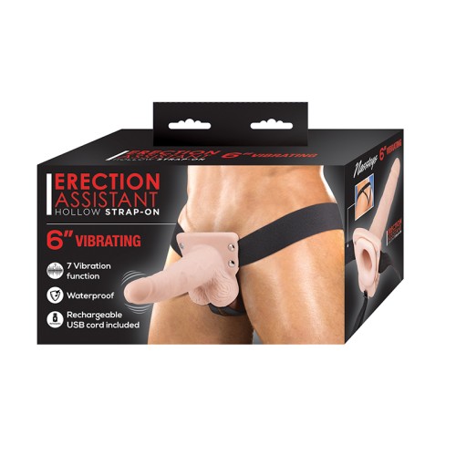 Asistente de Erección Strap-On Hueco Vibrante de 6 Pulgadas