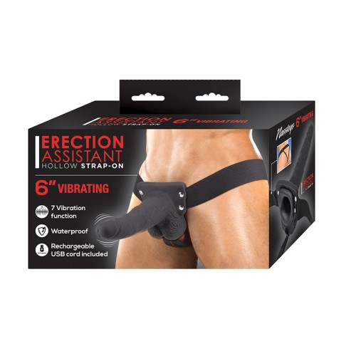 Erection Assistant Hollow Strap-On Vibrating 6 in Black