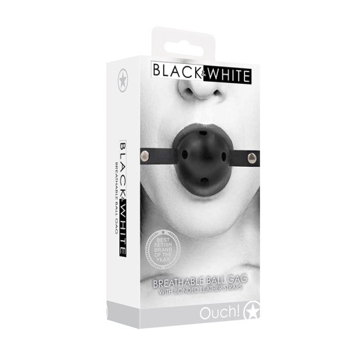 Ball Gag Transpirable Ouch! Negro y Blanco para Juegos Traviesos