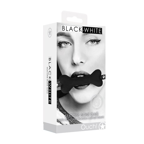 Gag de Silicona Negro y Blanco Ouch! Forma de Hueso - Accesorio BDSM Divertido