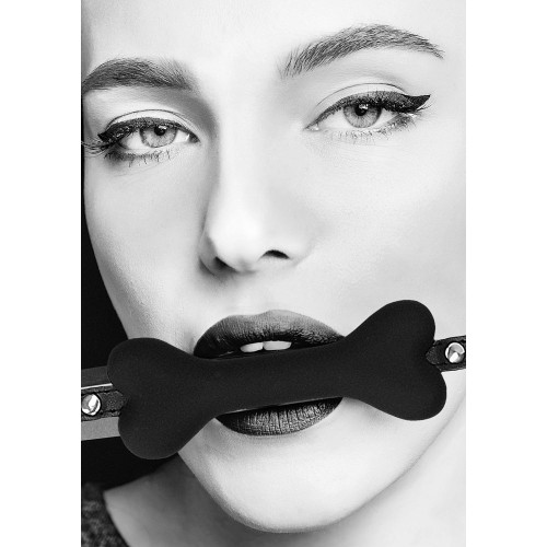 Gag de Silicona Negro y Blanco Ouch! Forma de Hueso - Accesorio BDSM Divertido