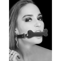 Gag de Silicona Negro y Blanco Ouch! Forma de Hueso - Accesorio BDSM Divertido