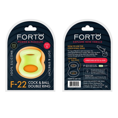 Forto F-22 Liquid Silicone Cock and Ball D-Ring Small Glow